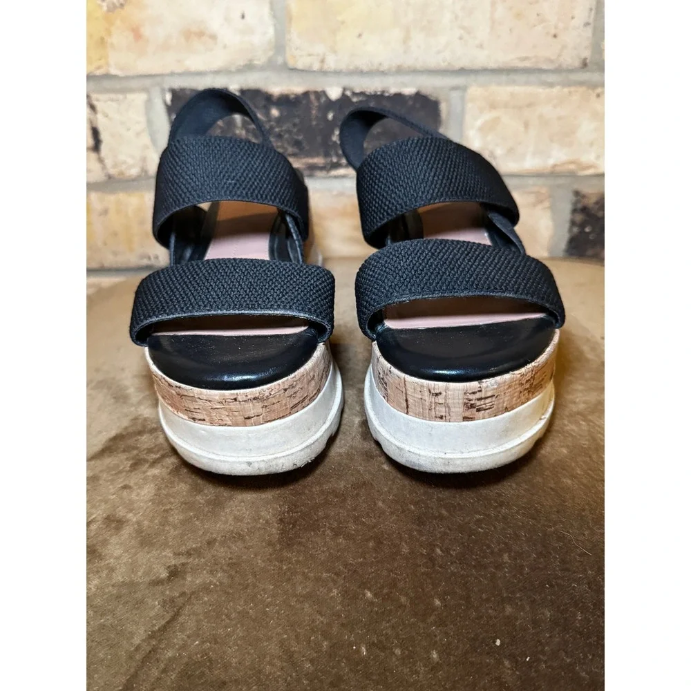Woman Gianni Bini Platform Sandals size 6 Black Excellent Cork Elastic Straps